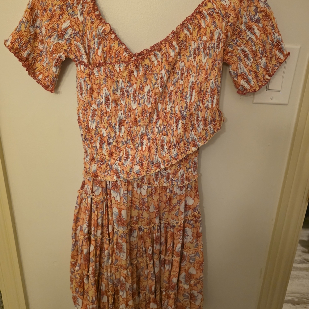 Poupette St. Barth Asymmetrical Dress in Orange and White